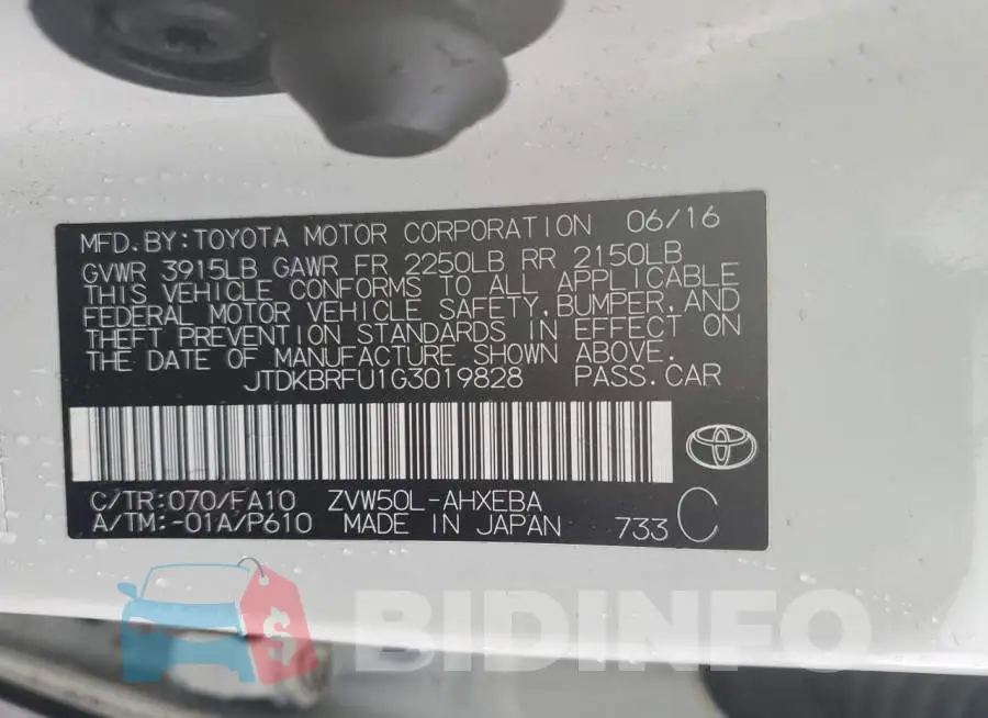 JTDKBRFU1G3019828 Photo# 12
