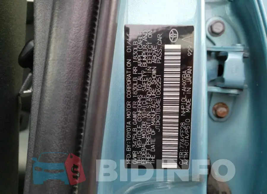 JTDKDTB34E1062251 Photo# 13