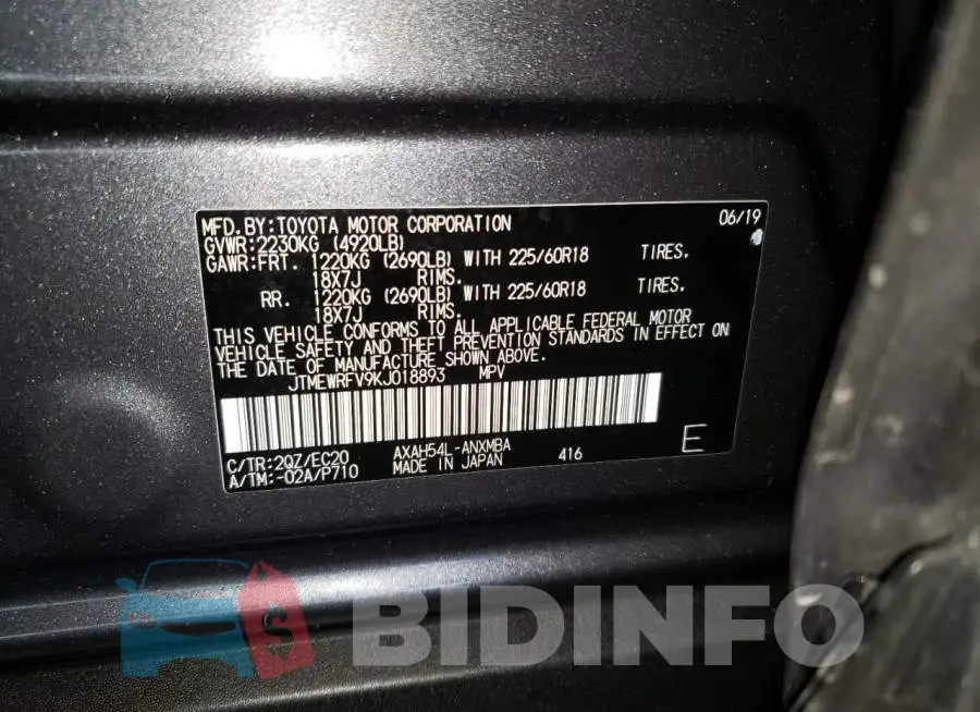 JTMEWRFV9KJ018893 Photo# 13