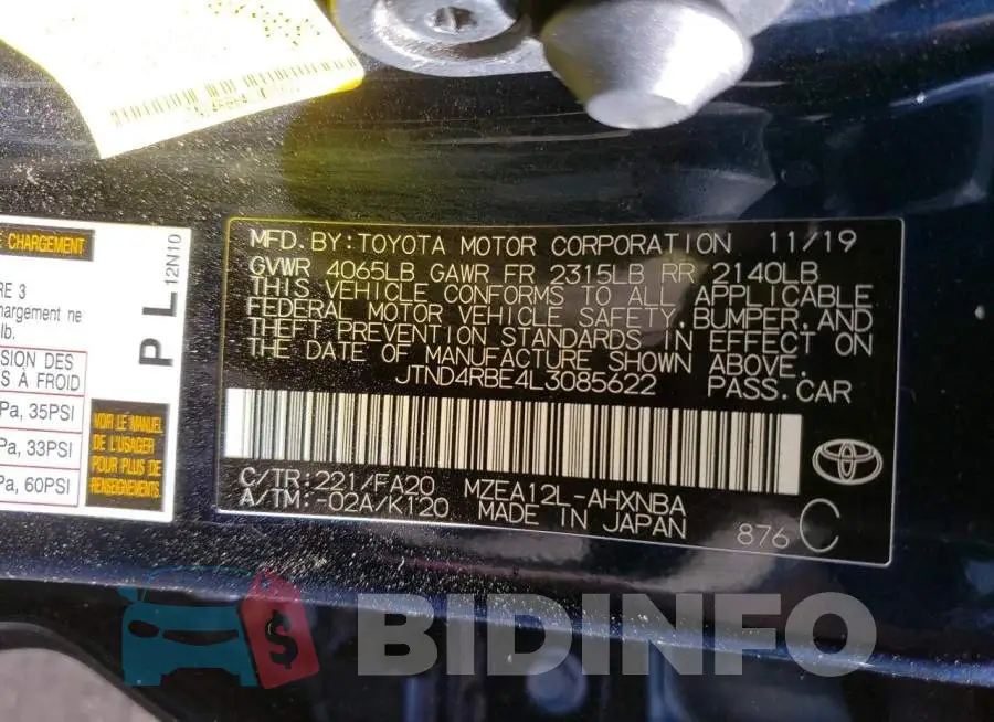 JTND4RBE4L3085622 Photo# 13