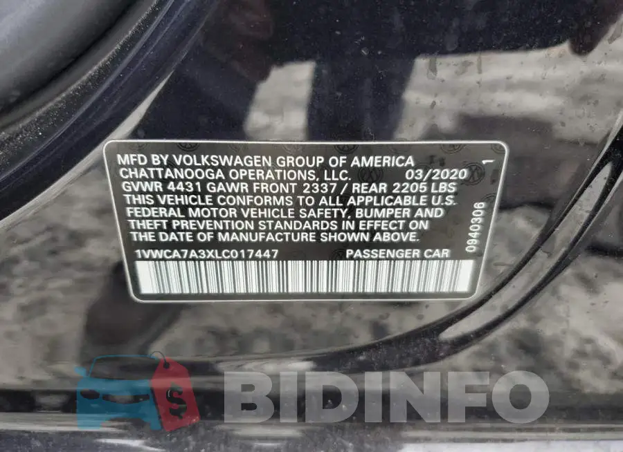 1VWCA7A3XLC017447 Photo# 12