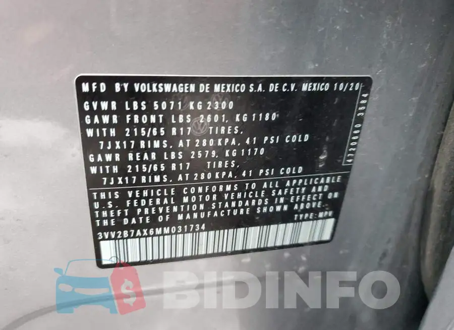 3VV2B7AX6MM031734 Photo# 12