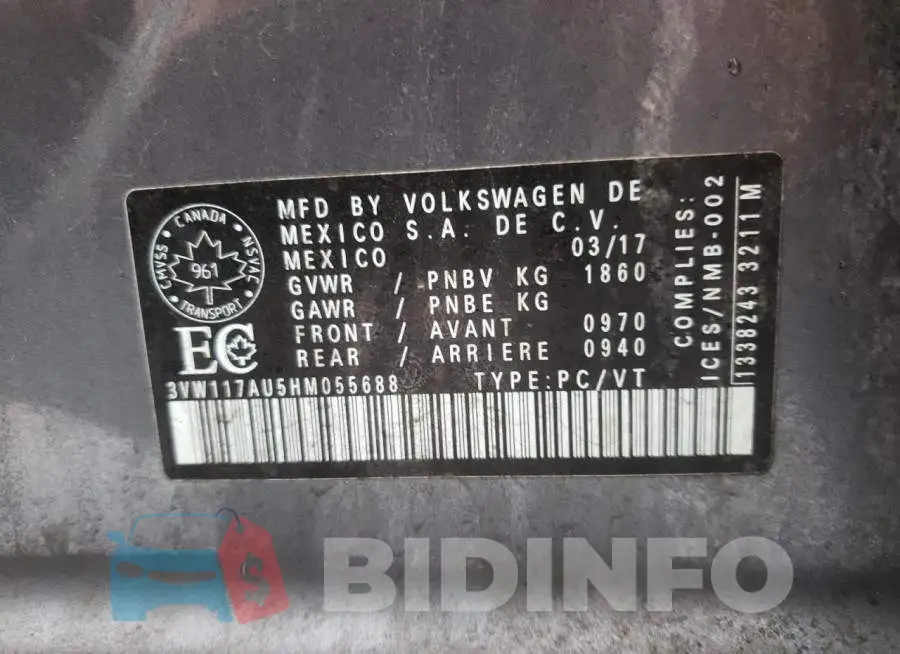3VW117AU5HM055688 Photo# 12