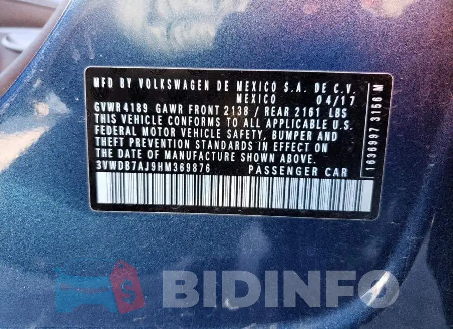 3VWDB7AJ9HM369876 Photo# 12
