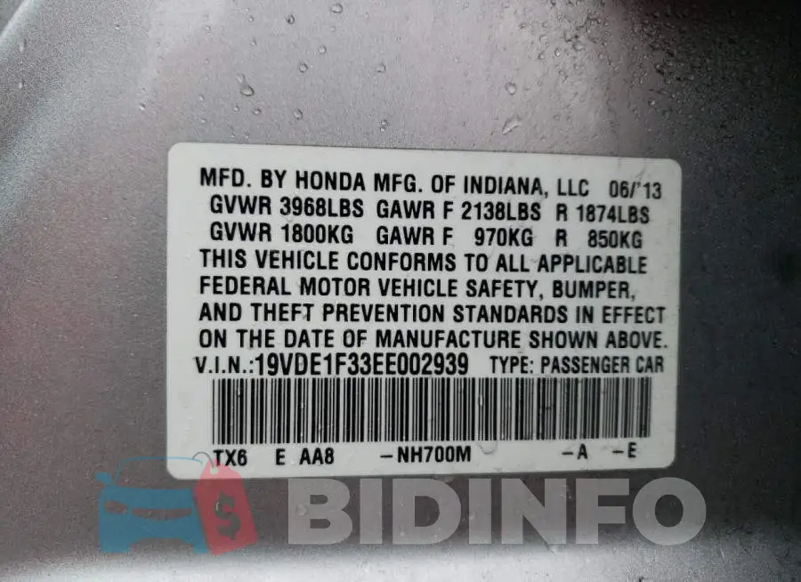 19VDE1F33EE002939 Photo# 13
