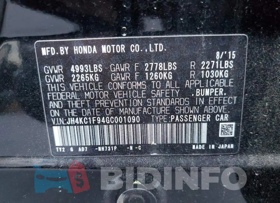 JH4KC1F94GC001090 Photo# 12
