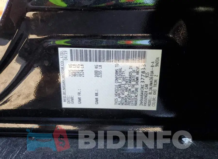 1N4AA6AV3KC377833 Photo# 12
