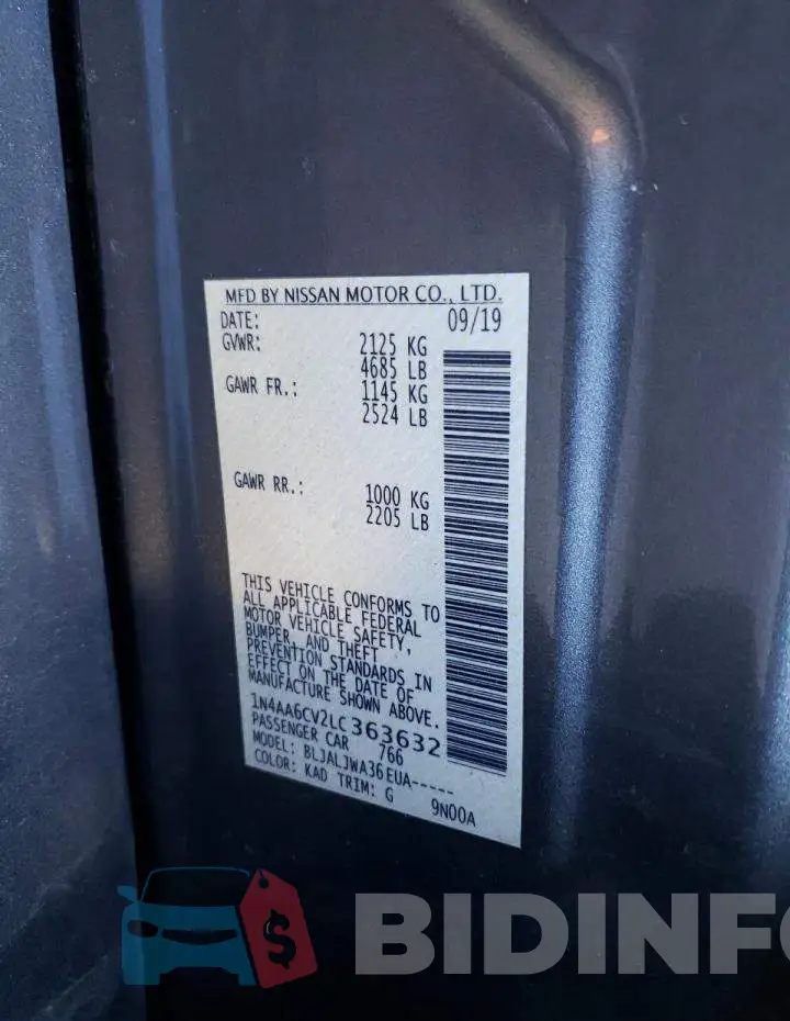 1N4AA6CV2LC363632 Photo# 13