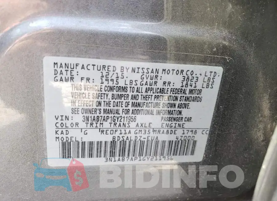3N1AB7AP1GY211956 Photo# 13