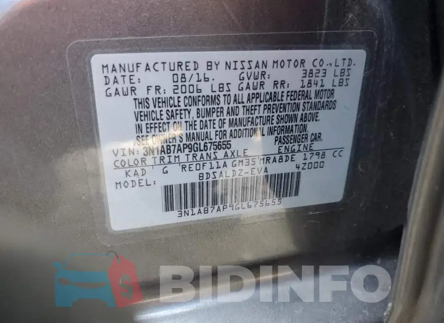 3N1AB7AP9GL675655 Photo# 12