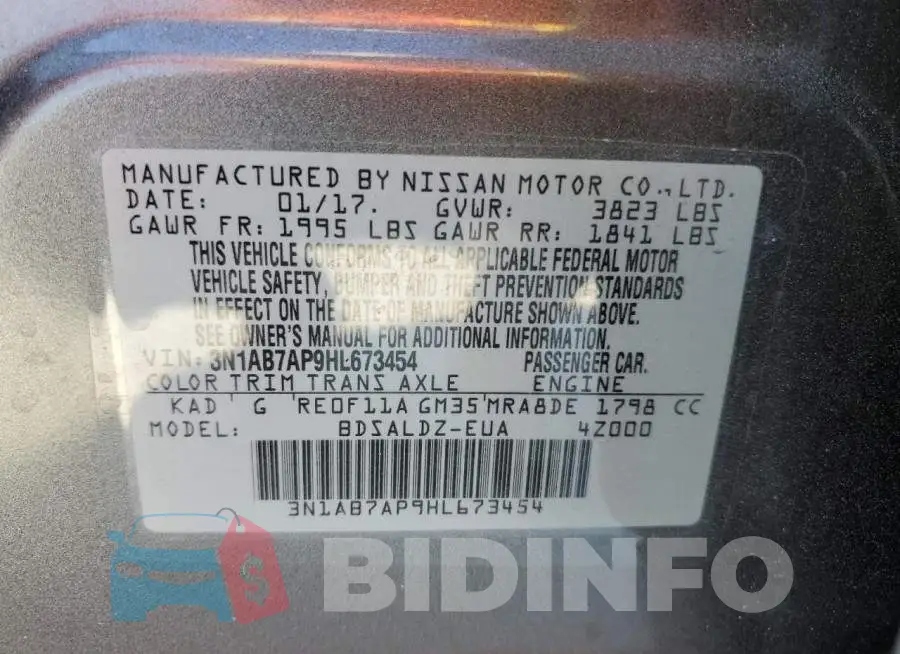 3N1AB7AP9HL673454 Photo# 12