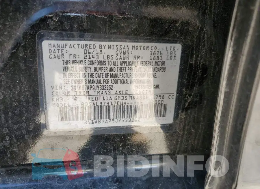 3N1AB7AP9JY333262 Photo# 12