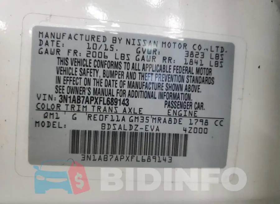 3N1AB7APXFL689143 Photo# 12