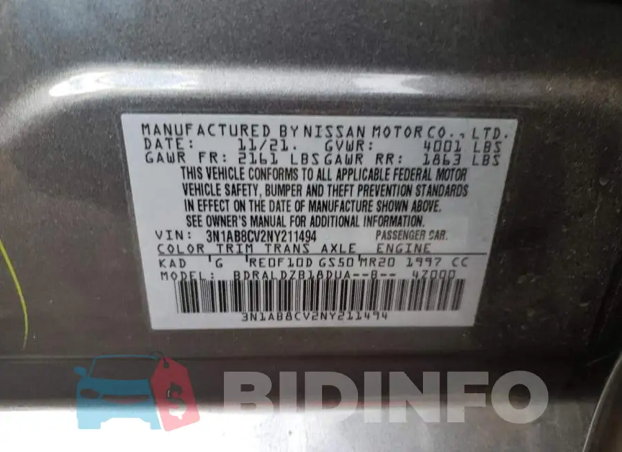 3N1AB8CV2NY211494 Photo# 12