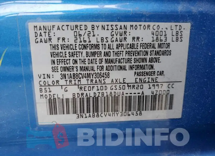 3N1AB8CV4MY306458 Photo# 12