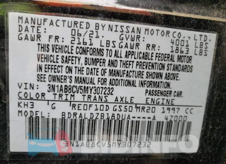 3N1AB8CV5MY307232 Photo# 12
