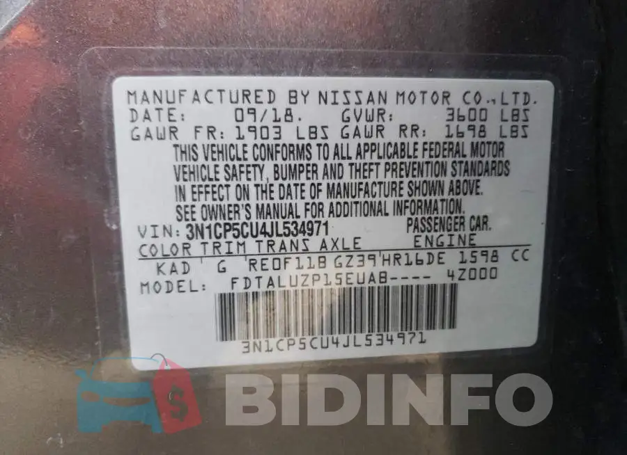 3N1CP5CU4JL534971 Photo# 14
