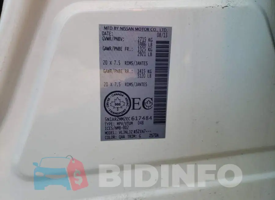5N1AR2MM2EC617484 Photo# 14