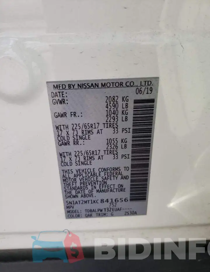 5N1AT2MT1KC841656 Photo# 13