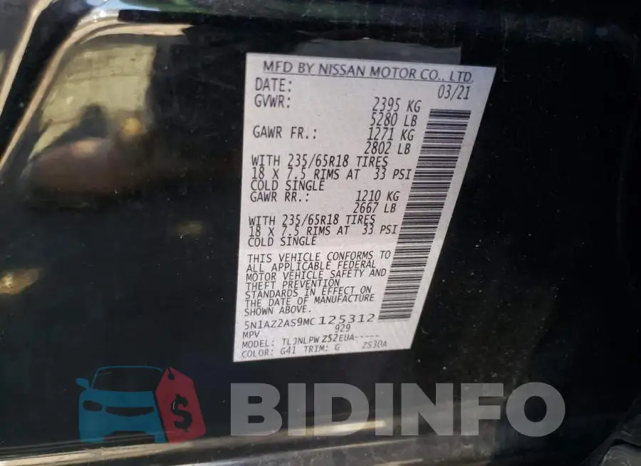 5N1AZ2AS9MC125312 Photo# 13