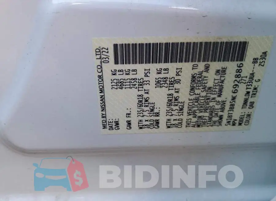 5N1BT3BB5NC692886 Photo# 13