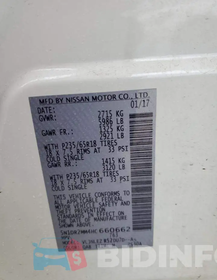 5N1DR2MM4HC660662 Photo# 13