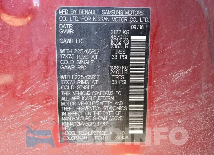 KNMAT2MV5GP737385 Photo# 13
