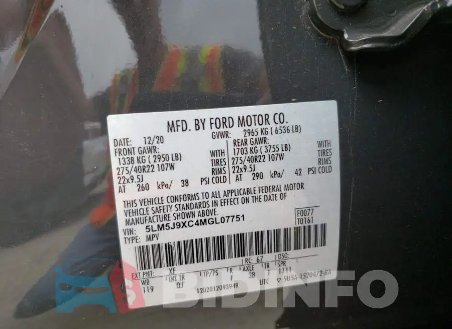5LM5J9XC4MGL07751 Photo# 12