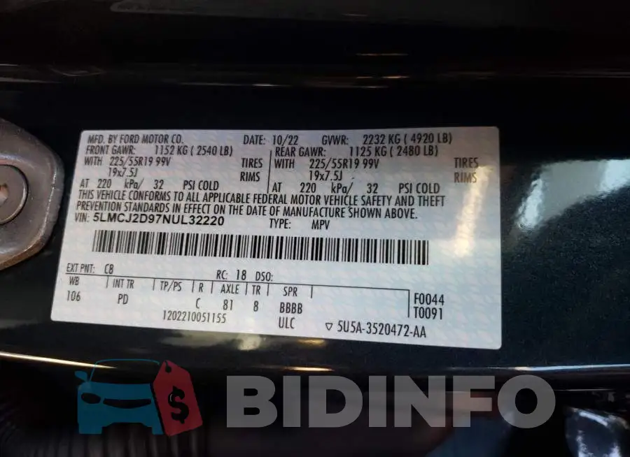 5LMCJ2D97NUL32220 Photo# 12