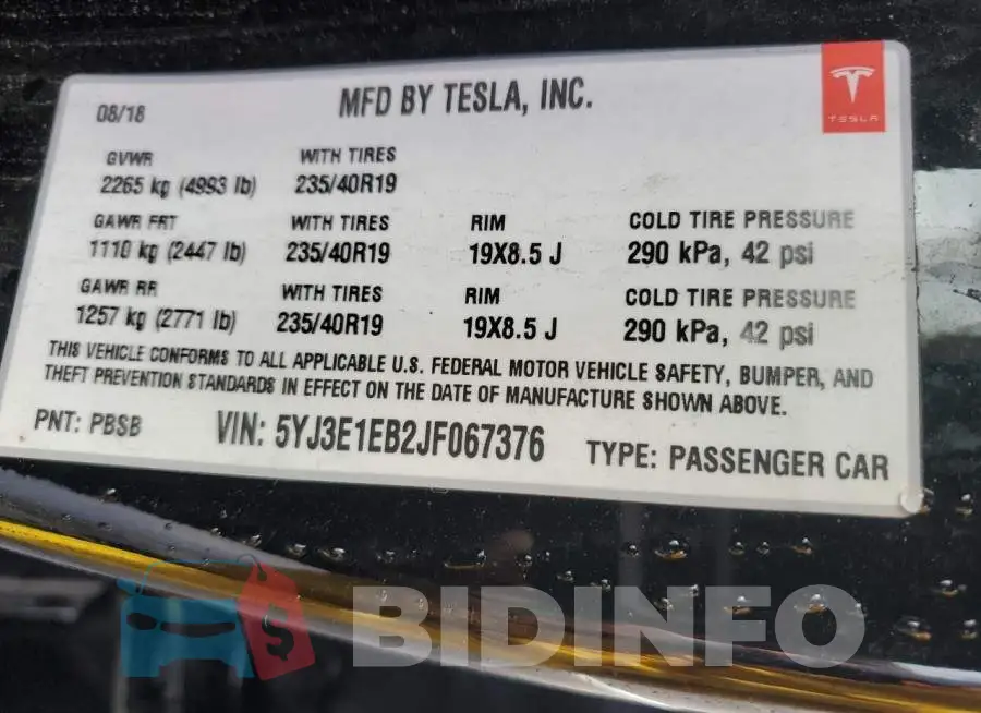 5YJ3E1EB2JF067376 Photo# 12