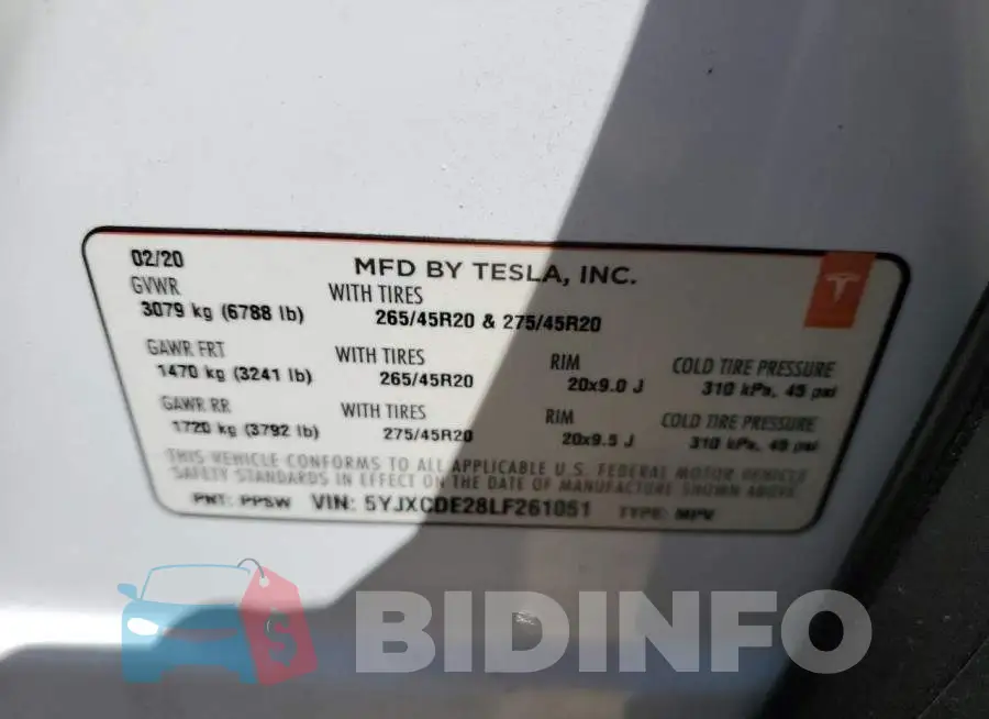 5YJXCDE28LF261051 Photo# 12