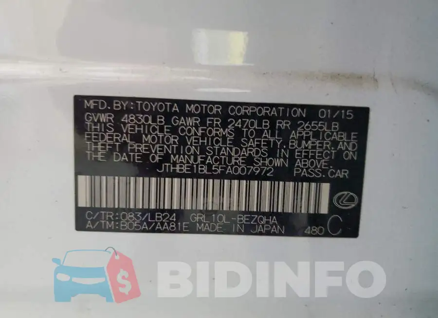 JTHBE1BL5FA007972 Photo# 13