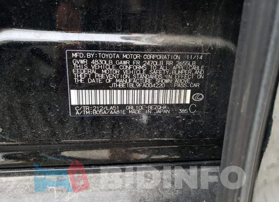 JTHBE1BL9FA004220 Photo# 12