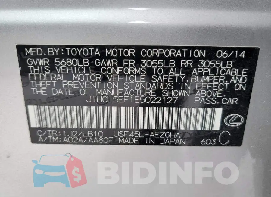 JTHCL5EF1E5022127 Photo# 12
