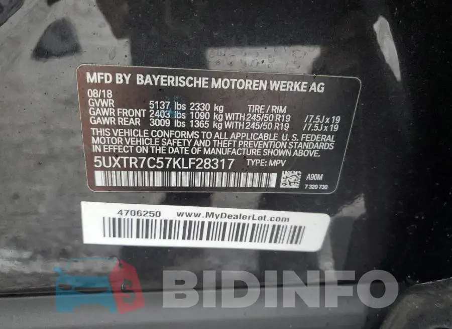 5UXTR7C57KLF28317 Photo# 13