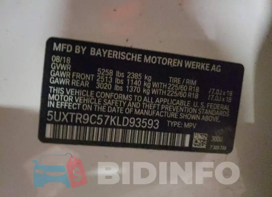 5UXTR9C57KLD93593 Photo# 13