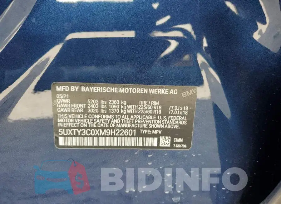 5UXTY3C0XM9H22601 Photo# 12