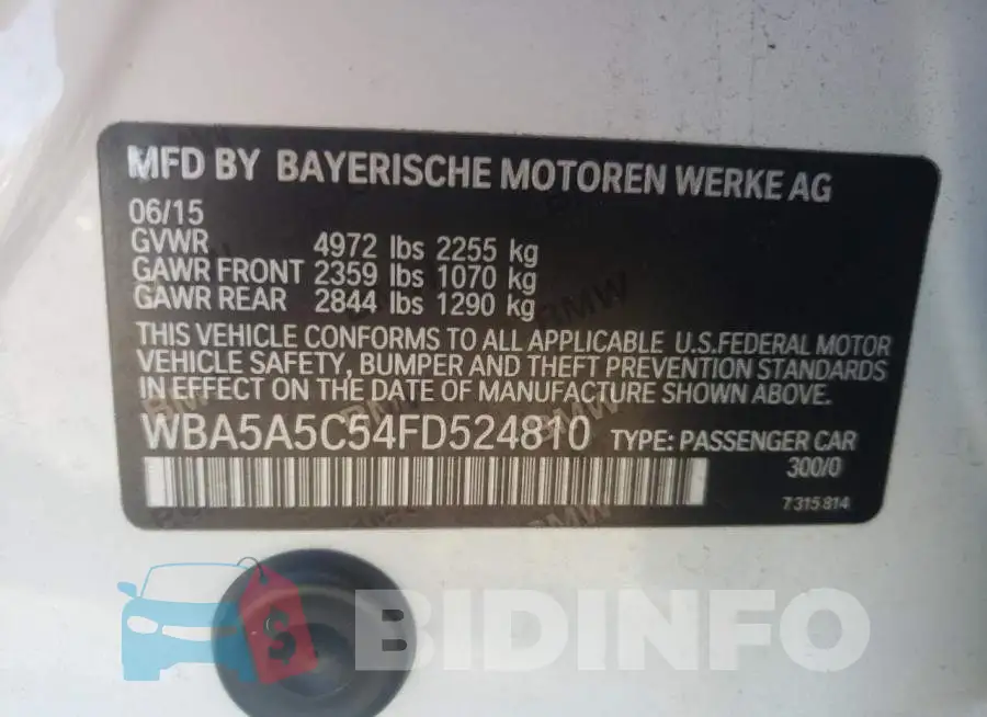 WBA5A5C54FD524810 Photo# 12