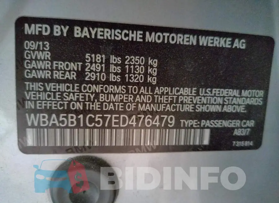 WBA5B1C57ED476479 Photo# 12