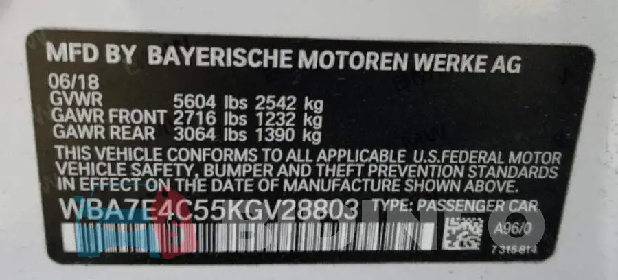 WBA7E4C55KGV28803 Photo# 10