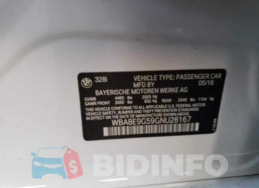 WBA8E9G59GNU28167 Photo# 12