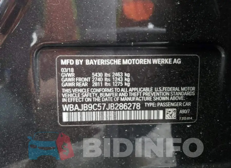 WBAJB9C57JB286278 Photo# 12
