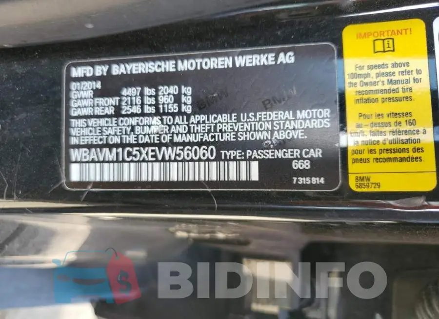 WBAVM1C5XEVW56060 Photo# 14