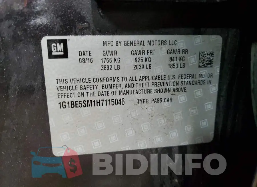 1G1BE5SM1H7115046 Photo# 13