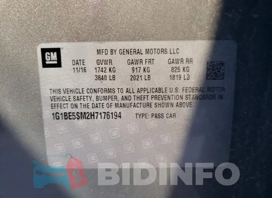 1G1BE5SM2H7176194 Photo# 10