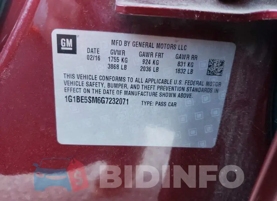 1G1BE5SM6G7232071 Photo# 12