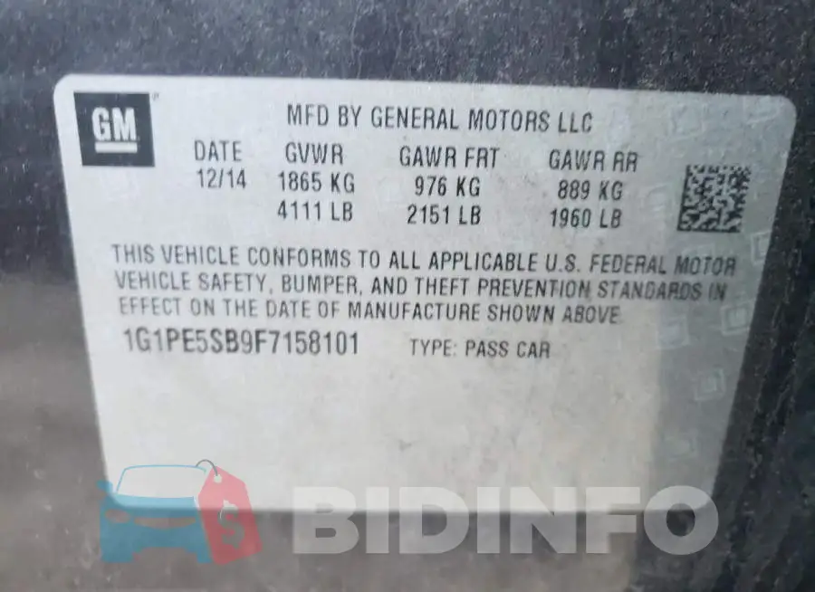 1G1PE5SB9F7158101 Photo# 12