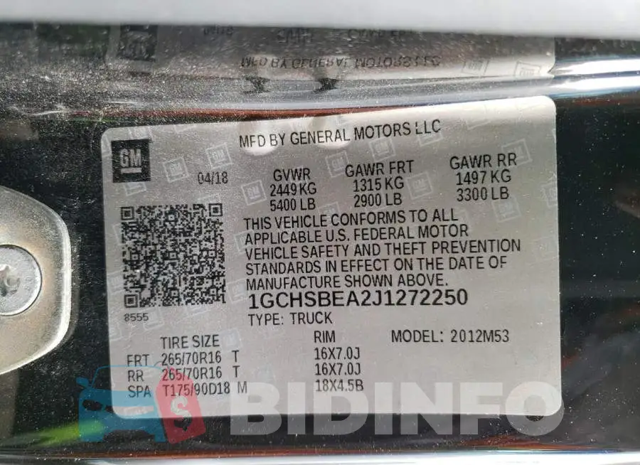 1GCHSBEA2J1272250 Photo# 12
