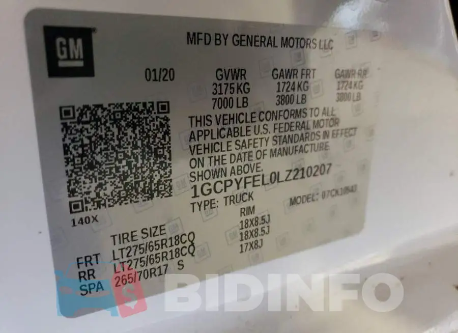 1GCPYFEL0LZ210207 Photo# 12
