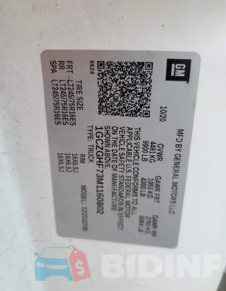 1GCZGHF73M1160802 Photo# 12